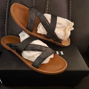 Coach Black and Tan Women's Sandals